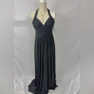 Elegant BCBG Designer Black Halter Prom Event Wedding Guest Dress